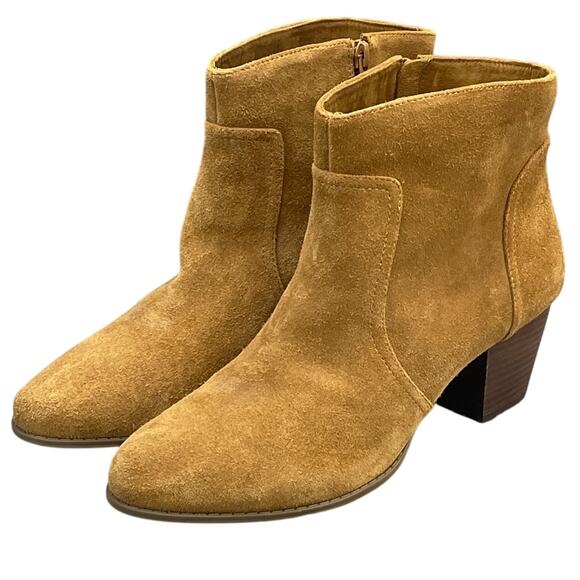 Sole Society Tan Brown Suede Leather Western Side Zip Ankle Bootie Women 11B/41 - Picture 1 of 11